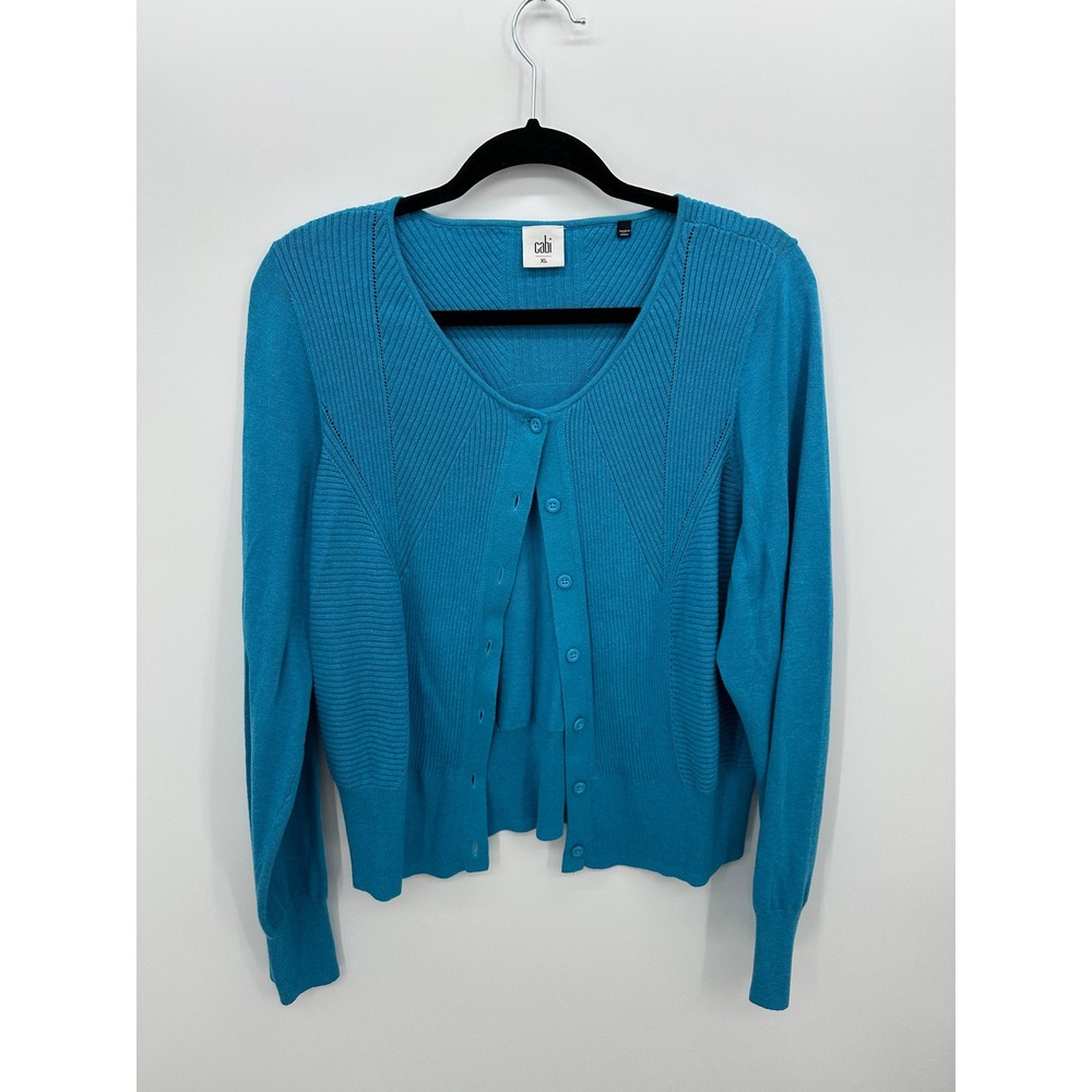 Cabi Womens XL Textured Knit Cardigan Sweater Sz XL Preppy Academia Capsule